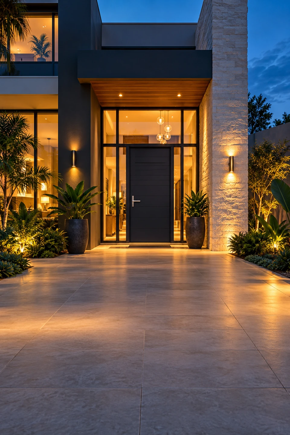 Warm modern entrance