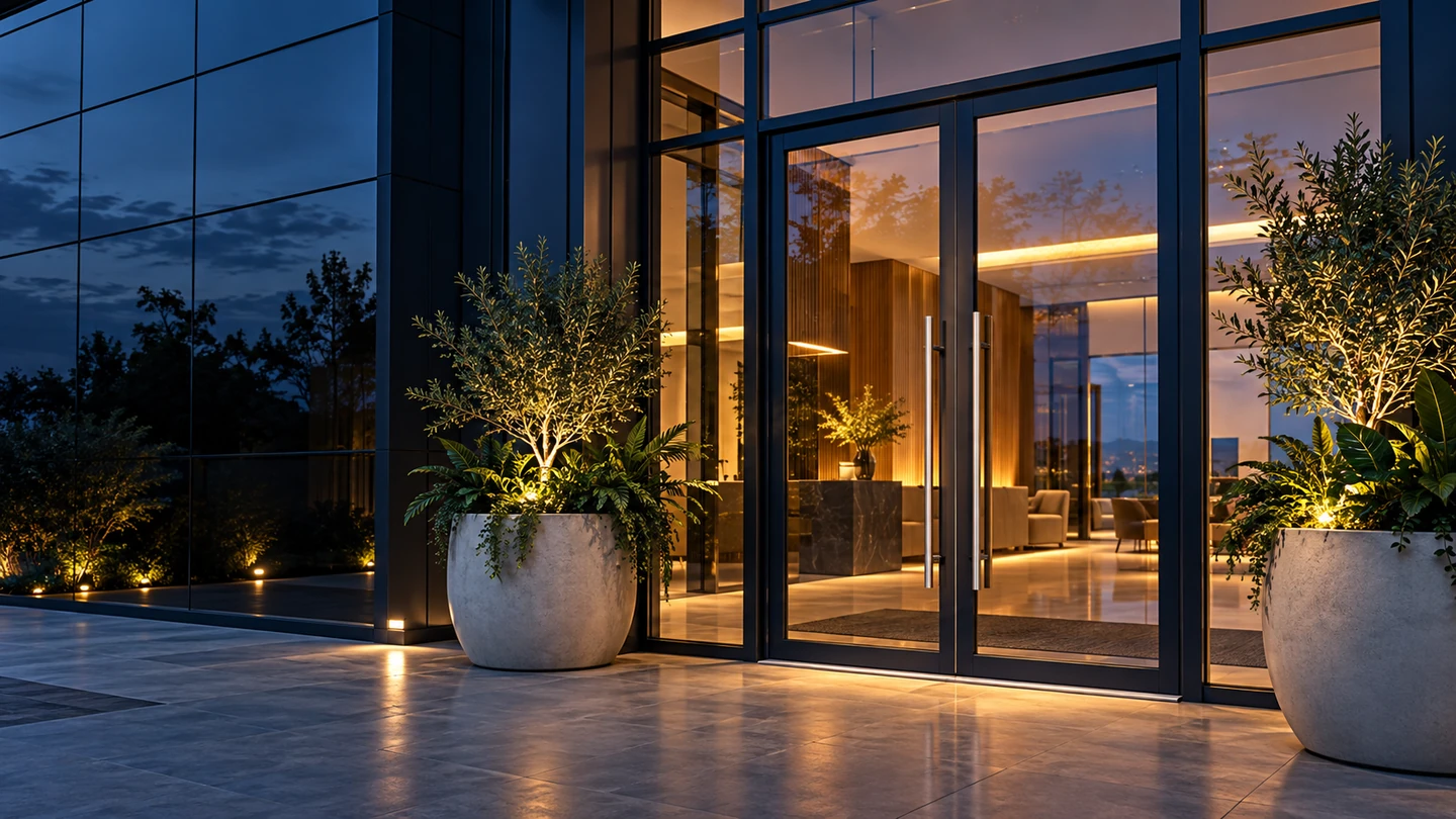 Welcoming glass entrance